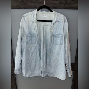 Old Navy Light Blue Denim-Style Button-Up Shirt